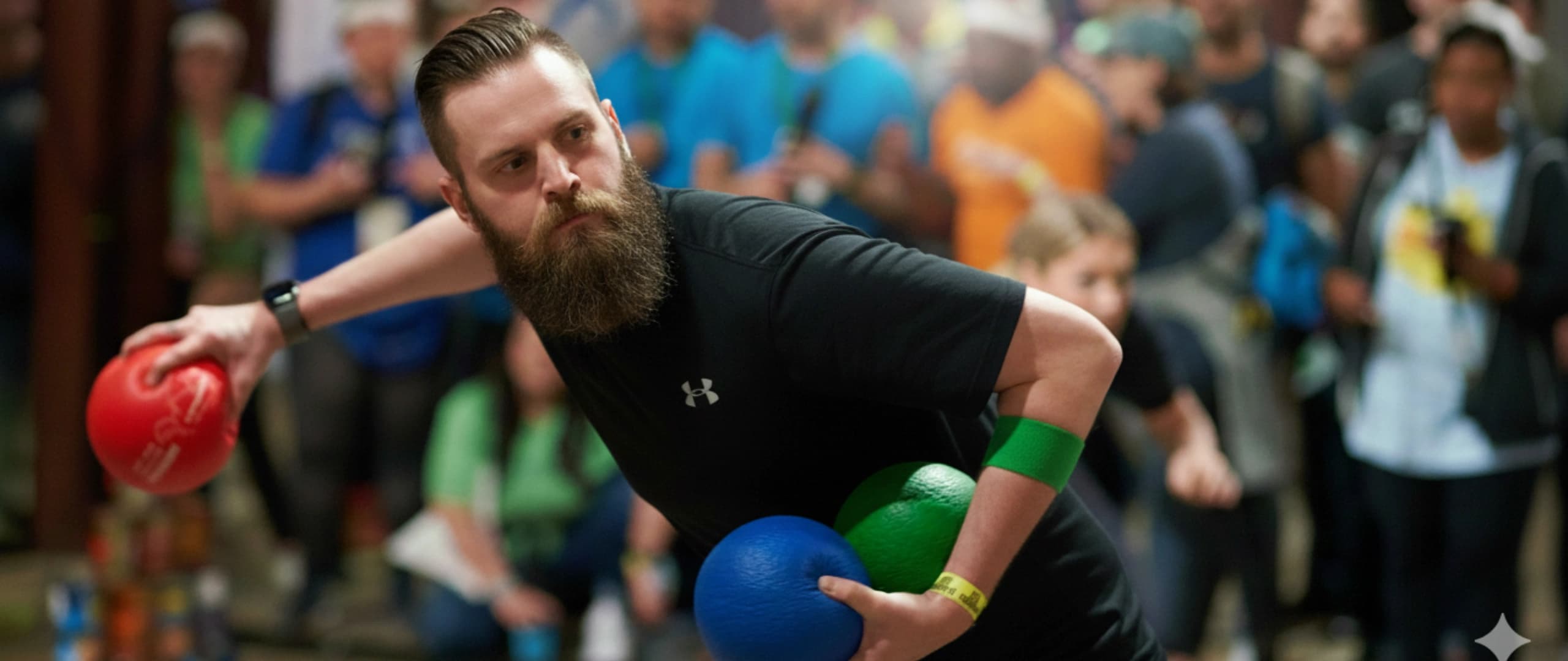 Dodgeball players in action